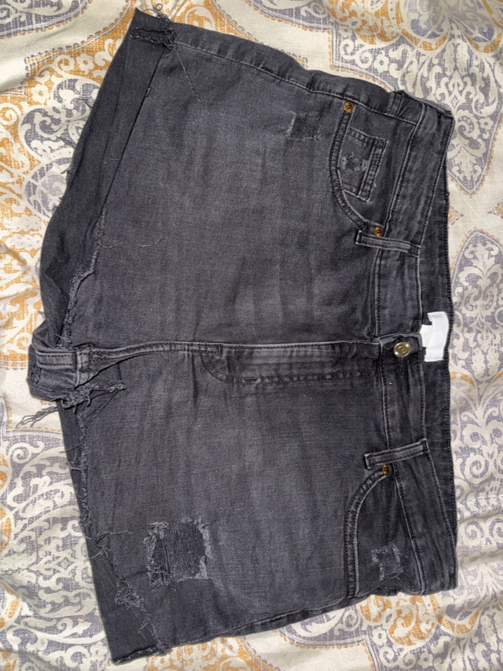 H&M Black Distressed Women's Relaxed Jeans Skirt